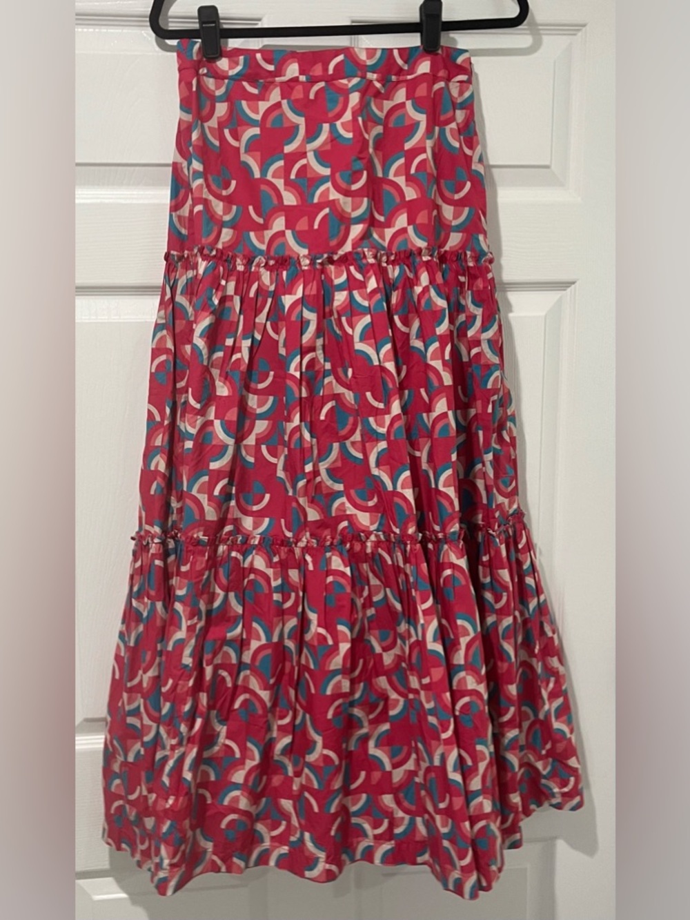 Sundance Pink Geo Tiered Maxi Skirt